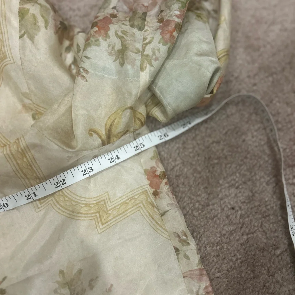 Zimmermann August Floral Silk Shirt Sleeve Shirt in Khaki Floral AU 3 - Picture 9 of 9